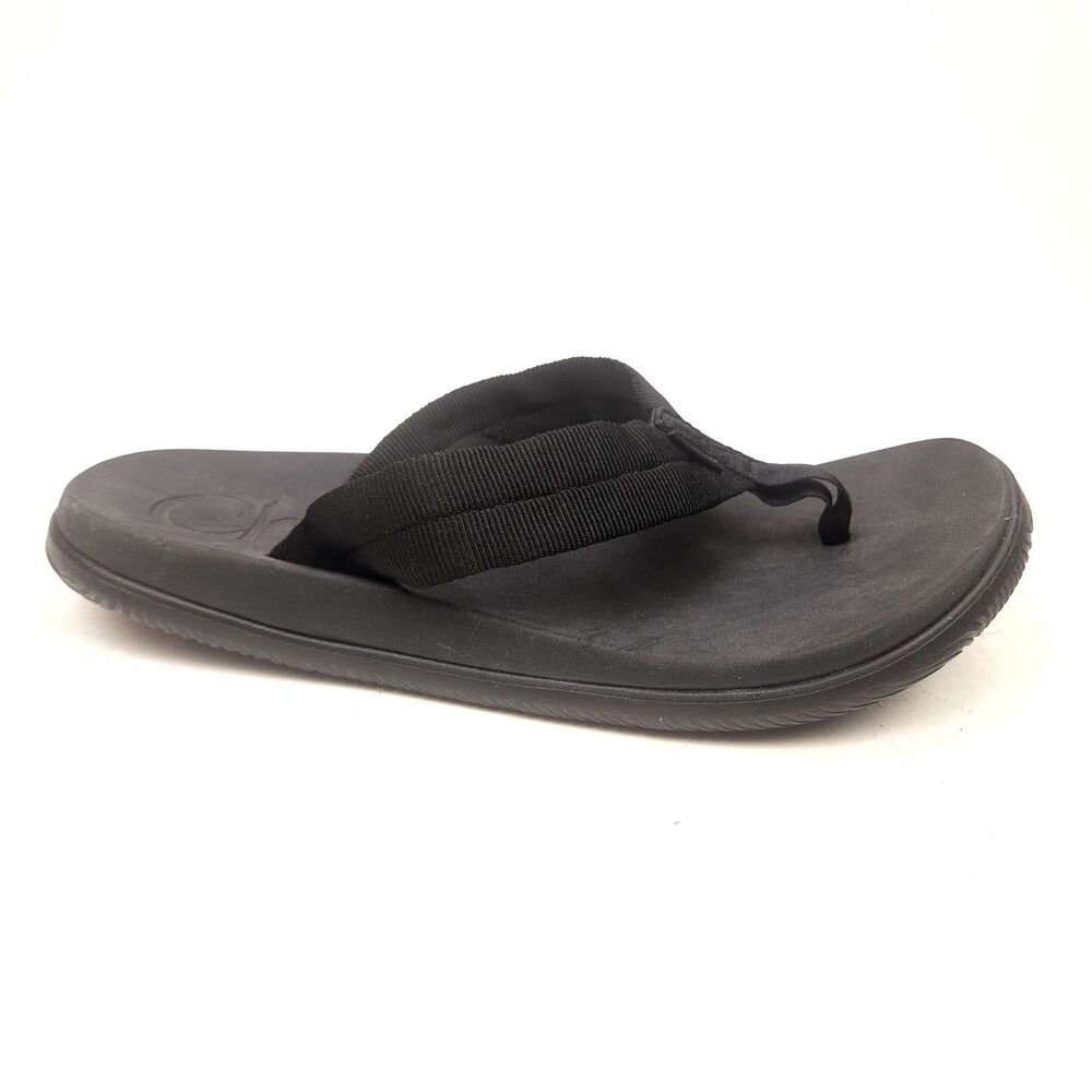 Chaco Chillos Solid Black Slip On Thongs Womens Nylon Sandals Shoes NWT sz 8